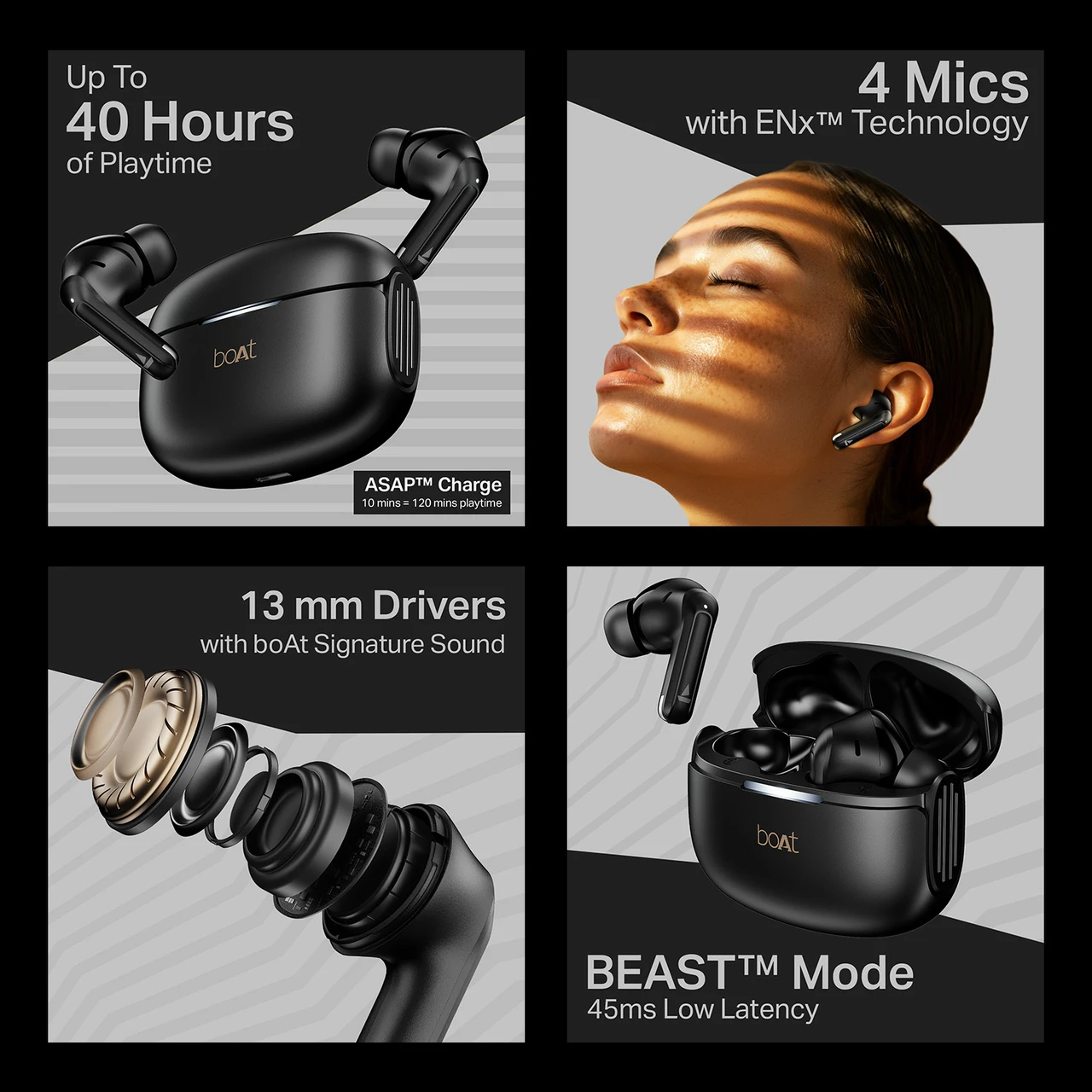 boAt Airdopes 219, Wireless Earbuds with 40 Hours Playback, BEAST™ Mode & ENx™ Calling - Image 7
